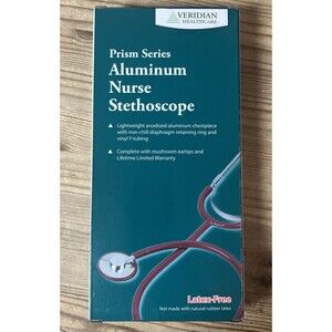 Veridian Prism Series Aluminum Nurse Stethoscope Latex Free Non-chill NEW Black